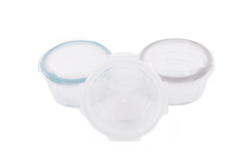 B-Bols de conservation Verre (360ml) - par 3 pcs. - Blanc/Gris/Bleu - HS70109043 - COO China