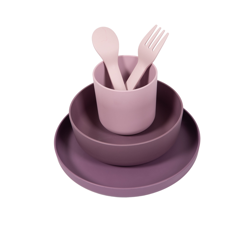 B-Set vaisselle  Eco-responsable CPLA 5pcs Rose/Mauve - HS39241000 - COO CHINE