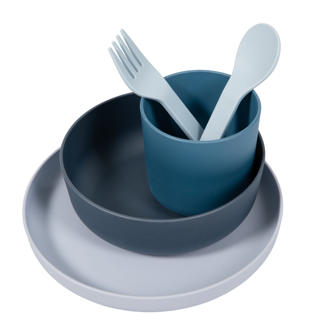 CPLA Biodegradable tableware set 5pc Blue - HS39241000 - COO CHINA