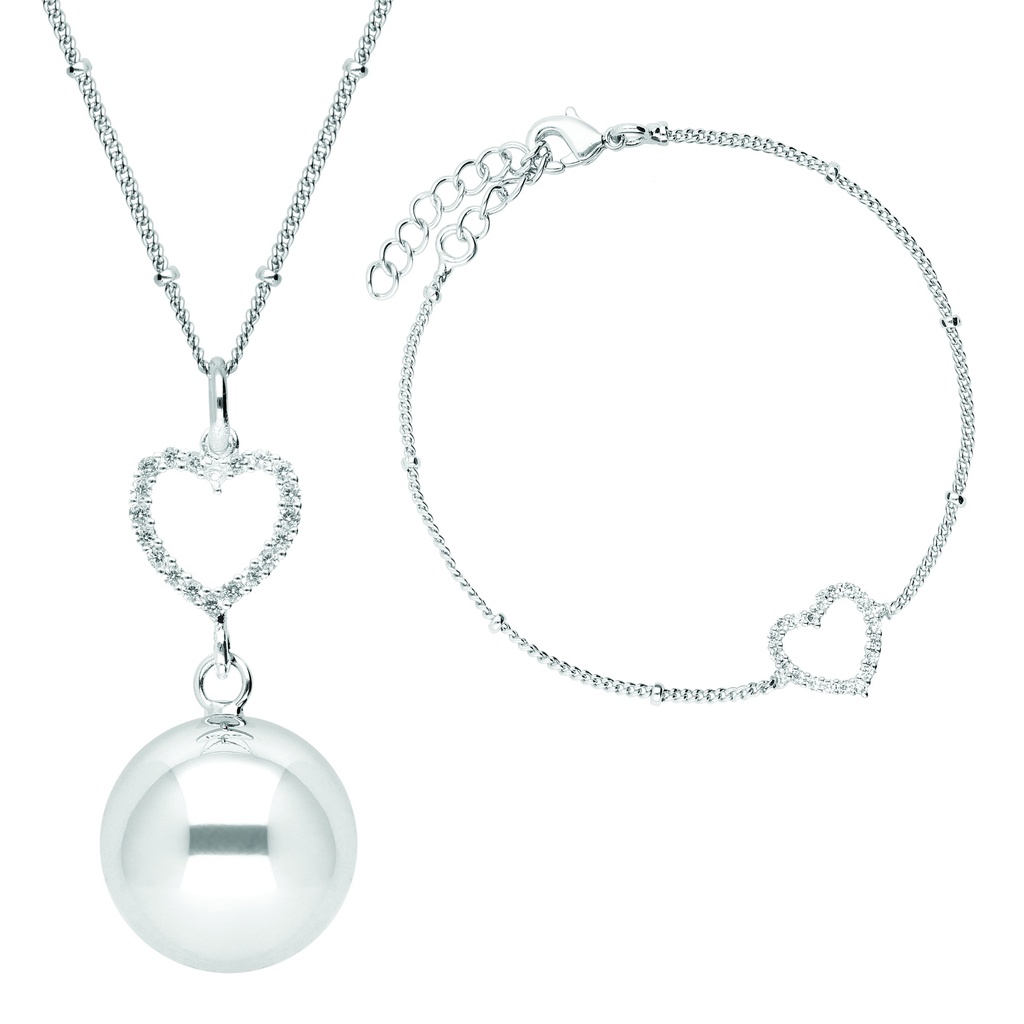 Bola - Set of Bola necklace and bracelet - crystal heart in silver plating - One size - COO China - HS 71171900