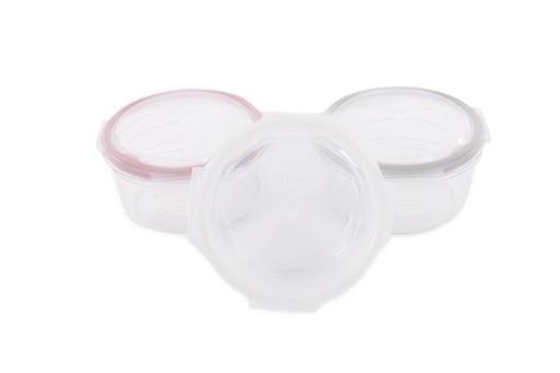 [B500500] B-Bowl Glass 360ml (per 3) - White/Grey/Pink - HS70109043 - COO China