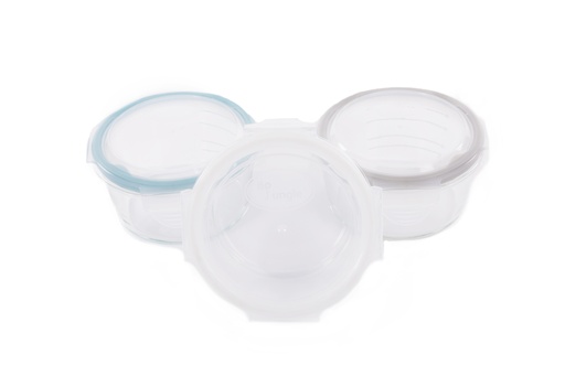 [B500510] B-Bowl Glass 360ml (per 3) - White/Grey/Blue - HS70109043 - COO China