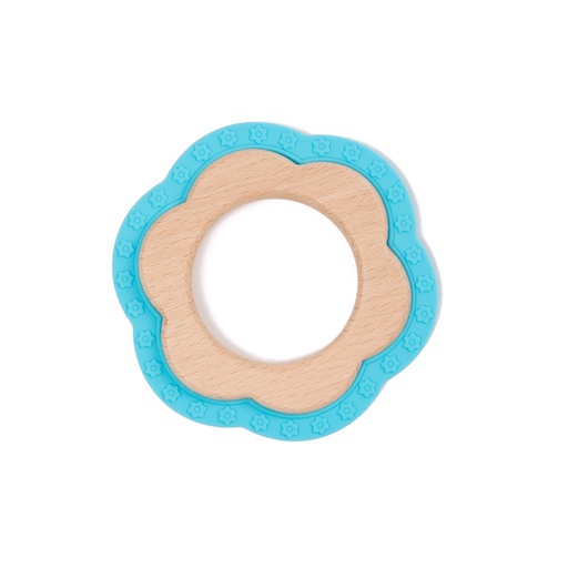 [B562110] B-Wood Teether Flower Blue HS39241000 - COO CHINA