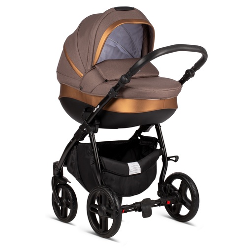 [B770100] B-Strolly Brown Golden Shades: Chassis+Bloc Poussette+Nacelle+Adaptateurs Siège Voiture+Protection Pluie - HS87150010 - COO Europe