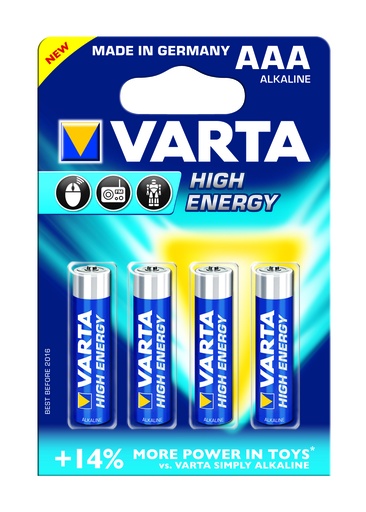 [V49034] Varta HE 1.5 Volt / LR03 AAA 4 pack (Alkaline) - HS85065090