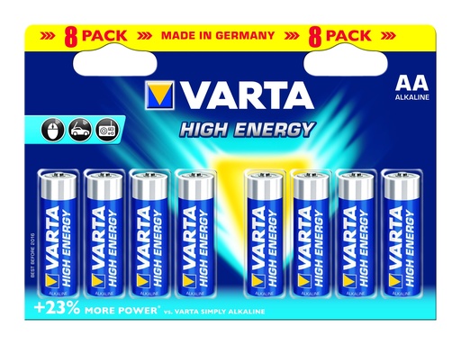 [V49068] Varta HE 1.5 Volt / LR06 AA 8 pack (Alkaline) - HS85065090