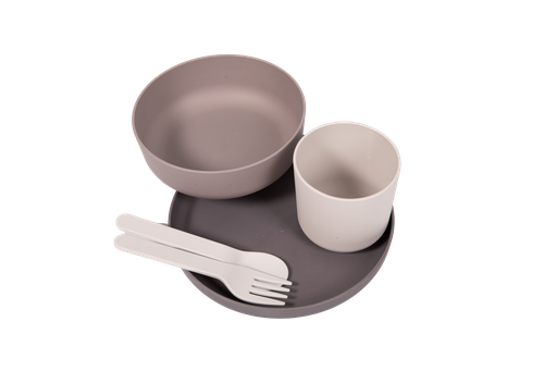 [B551000] CPLA Biodegradable tableware set 5pc Grey
