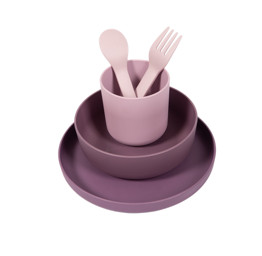 [B551010] CPLA Biodegradable tableware set 5pc Pink