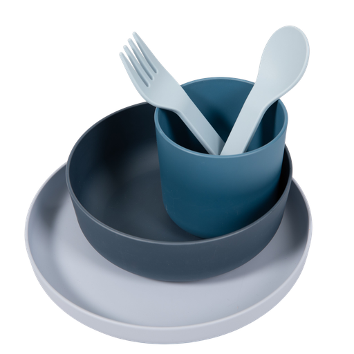 [B551020] CPLA Biodegradable tableware set 5pc Blue - HS39241000 - COO CHINA
