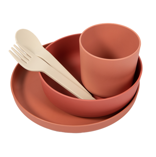 [B551030] CPLA Biodegradable tableware set 5pc Terracotta - HS39241000 - COO CHINA