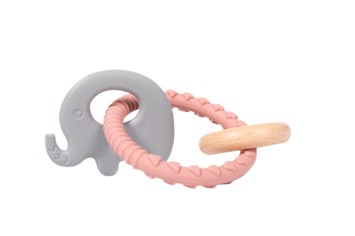 [B931040] B- Rattle Rings Elephant Pink